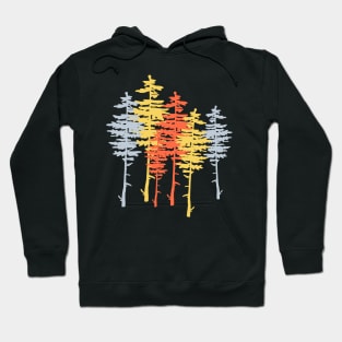 Red, Yellow, Blue Pine Tree Silhouettes Hoodie